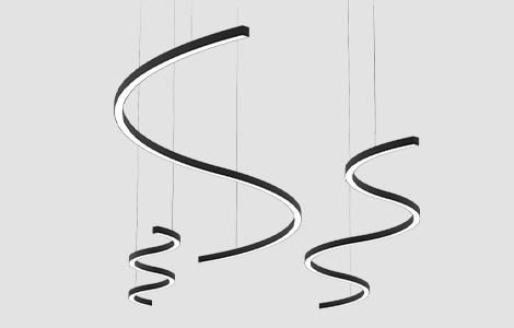 Chain GAS35 S-Shaped Curved LED Linear Pendant Light (Set of 3)